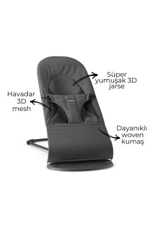 BabyBjörn Balance Soft Woven Jersey Üçlü Kumaş Oyuncaklı / Dark Grey - Thumbnail