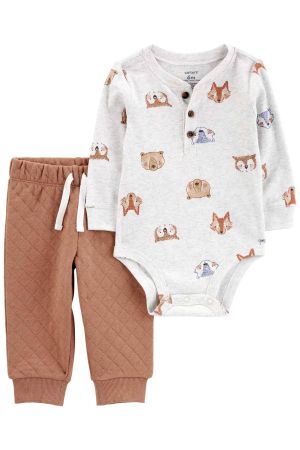 Carters Erkek Bebek Ayıcık Body Pantolon Set 2'li Paket - Thumbnail