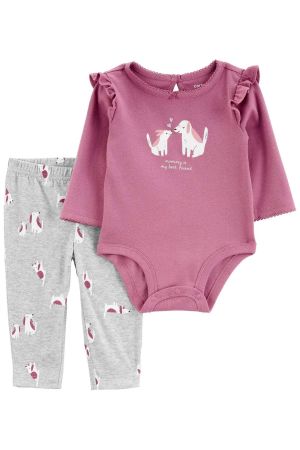 Carters Kız Bebek Body Pantolon Set 2'li Paket - Thumbnail