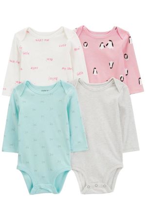 Carters Kız Bebek Uzun Kollu Body Set 4'lü Paket - Thumbnail