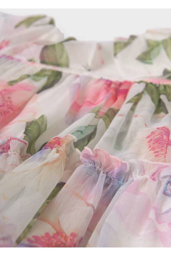 Kız Çocuğu Çiçek Desenli Şifon Elbise