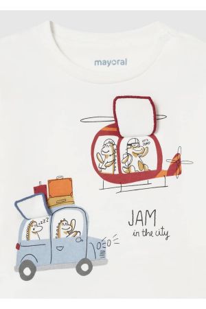 Mayoral Erkek Bebek Uzun Kol T-shirt Beyaz - Thumbnail