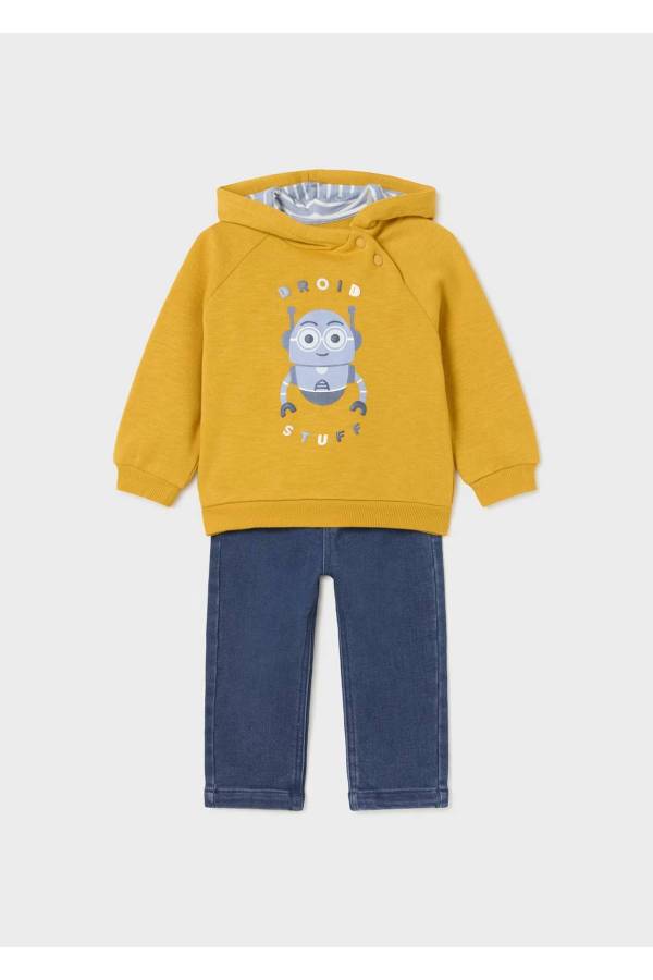 Mayoral Kışlık Erkek Bebek S-shirt Pantolon 2'li Set Sarı