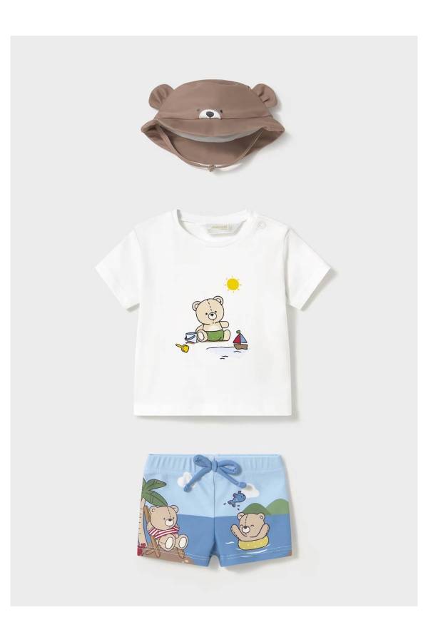 Yazlık Erkek Bebek T-shrit 3'lü Mayo Set